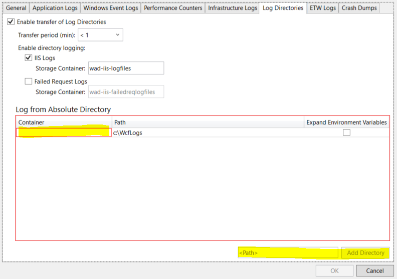 Specifying log directories